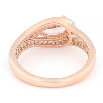 Morganite, Lab Pink Sapphire And White Zircon Two-Tone Ring In 18K Rose
And Rhodium Over Sterling Silver 1.20ctw