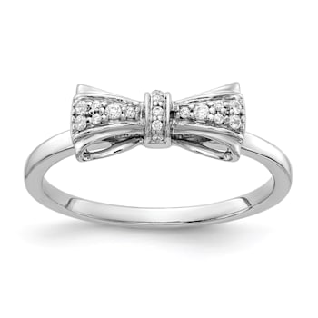 Rhodium Over 14K White Gold Diamond Bow Ring
