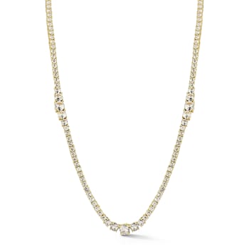 Rachel Zoe CZ Graduated Tennis Necklace in 14K Gold Over Brass