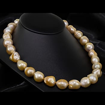 Baroque Golden Cultured South Sea Pearl 14k Gold Strand Necklace
