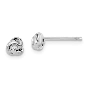 Rhodium Over 14k White Gold 4.5mm Polished Love Knot Stud Earrings