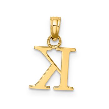 14k Yellow Gold Polished Block Letter K Initial Pendant
