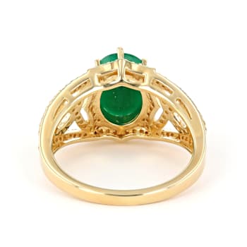 Emerald and Diamond 14K Yellow Gold Over Sterling Silver Ring 2.72ctw