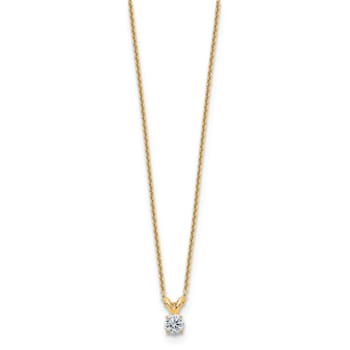 14K Yellow Gold 1/4 ct. 4.0mm Round D E F Pure Light Moissanite Pendant
with Chain