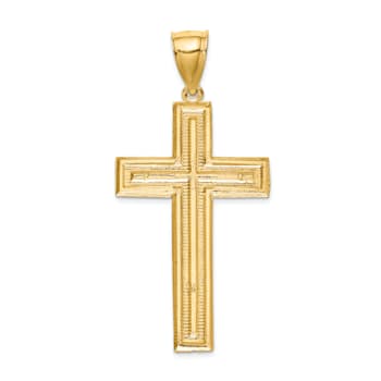 14K Yellow Gold Diamond-cut Cross Pendant
