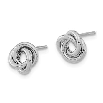 Rhodium Over 14k White Gold Polished 8mm Love Knot Stud Earrings