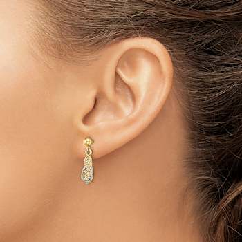 14K Yellow Gold and Rhodium Over 14K Yellow Gold Textured Flip Flop
Dangle Earrings
