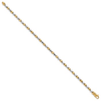 14K Two-tone Gold 2.6mm Hand-polished Fancy Link Bracelet