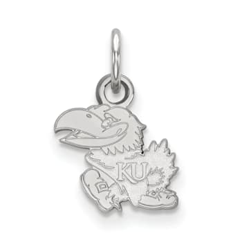Rhodium Over Sterling Silver LogoArt University of Kansas Extra Small Pendant