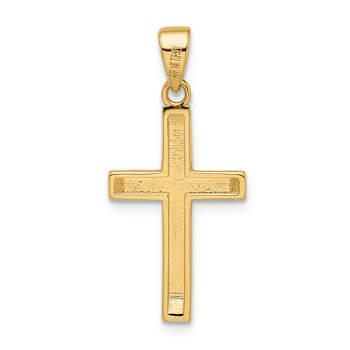 14k Yellow Gold Satin and Polished Beveled Small Latin Cross Pendant