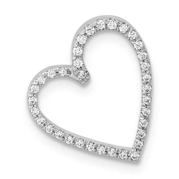 Rhodium Over 14k White Gold Diamond Vintage Heart Chain Slide Pendant