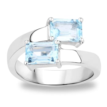 Sky Blue Topaz Bypass Ring In Sterling Silver 2.14ctw