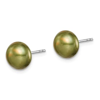 Rhodium Over Sterling Silver 7 Pairs 8-9mm Freshwater Cultured Pearl
Stud Ear Set