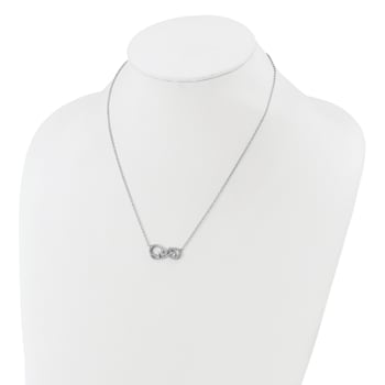 Rhodium Over Sterling Silver Polished Cubic Zirconia Mom Infinity Necklace