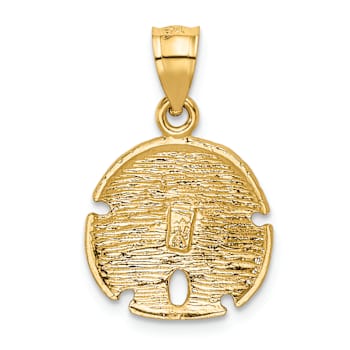 14k Yellow Gold Brushed and Diamond-Cut Sand Dollar Pendant