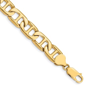 14K Yellow Gold 8.75mm Solid Hand-Polished Anchor Link Bracelet