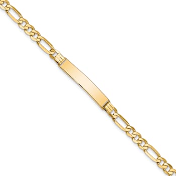 10k Yellow Gold Figaro Link ID Bracelet