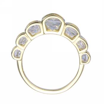 Princess-Cut CZ Cocktail Band Ring In 14K Gold Over Sterling Silver
