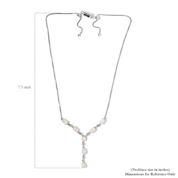 Sterling Silver Ethiopian Opal and White Zircon Necklace 3.85ctw