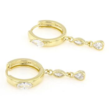 Marquise And Pear CZ Drop Earrings In 18K Gold Over Sterling Silver