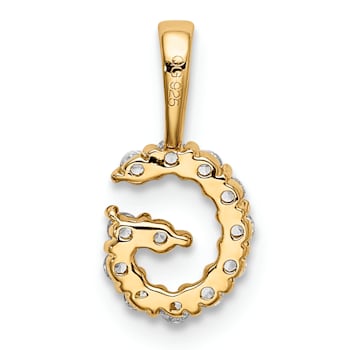 14K Yellow Gold Lab Grown Diamond Letter G Initial Pendant