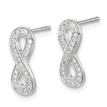 Rhodium Over 14k White Gold Diamond Infinity Stud Earrings