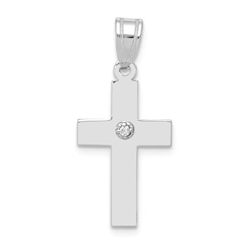 Rhodium Over 14k White Gold Diamond Cross Pendant