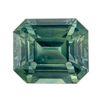 Bluish Green Sapphire Loose Gemstone 6.4x5.6mm Emerald Cut 1.57ct