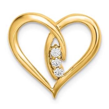 14k Yellow Gold Diamond Polished Heart Chain Slide Pendant