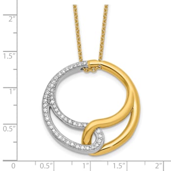 14K Yellow Gold with White Rhodium Diamond Circle 18 Inch Necklace