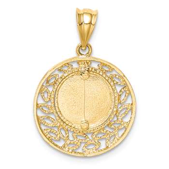 14k Yellow Gold Brushed, Textured and Polished Virgin Mary Pendant