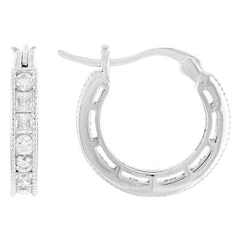 Classic Moissanite Hoop And Stud Earring Set In White Metal