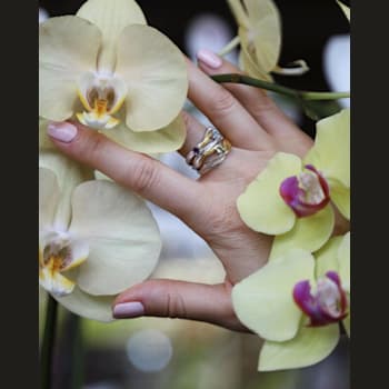 Multi-Gemstone Black Rhodium Over and 14K Gold Over Sterling Silver Ring
