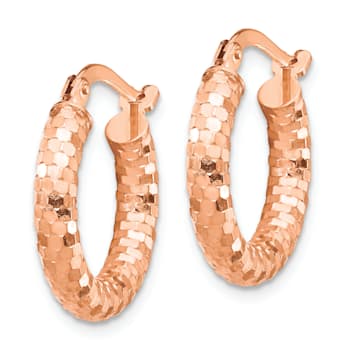 14k Rose Gold Diamond-Cut 3/8" Hoop Earrings