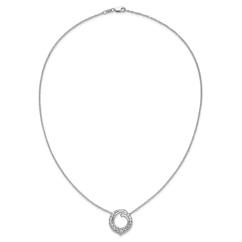 Rhodium Over 14K White Gold Lab Grown Diamond SI1/SI2, G H I, Circle 18
Inch Necklace 0.99ctw