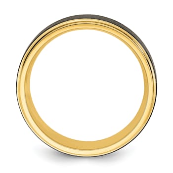 Black Zirconium Polished Yellow IP-plated with Brushed Center 8mm Band
