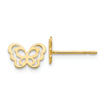 14K Yellow Gold Children's Butterfly Post Earrings