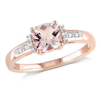 Morganite and Diamond 10K Rose Gold Ring 1.00ctw
