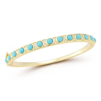 Rachel Zoe Lab-Created Turquoise and CZ Bangle Bracelet in 14K Gold Over
Sterling Silver