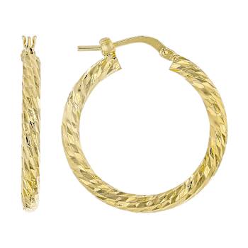 Diamond-Cut Hoop Earrings In 18K Gold Over Bronze 1 Inch