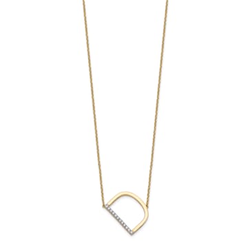 14k Yellow Gold and Rhodium Over 14k Yellow Gold Sideways Diamond
Initial D Pendant 18 Inch Necklace