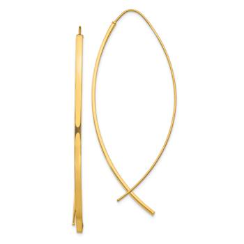 14k Yellow Gold Square Tube Wire Threader Dangle Earrings