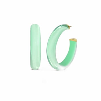 14K Yellow Gold Over Sterling Silver Medium Illusion Acrylic Hoops in Mint