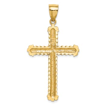14K Yellow Gold Diamond-cut Cross Pendant