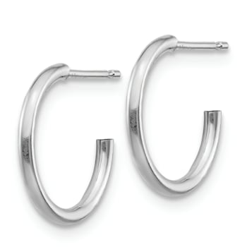 Rhodium Over 14K White Gold Hoop Earrings