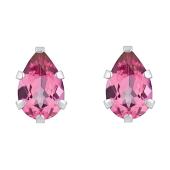 6x4mm Pear Shape Pink Topaz Rhodium Over 10k White Gold Stud Earrings