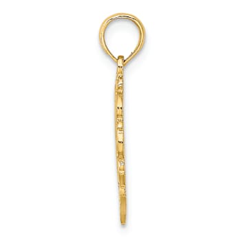 14K Yellow Gold Polished Love Birds in Heart Pendant