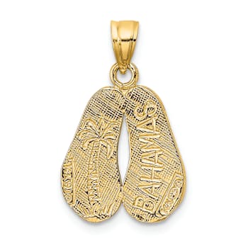 14k Yellow Gold Textured Reversible Bahamas Double Sandals Charm