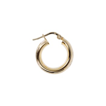 18K Yellow Gold Over Sterling Silver Textured 1/2" Round Hoop Earrings