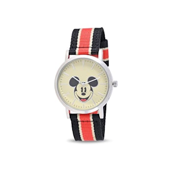 Disney Mickey and Minnie Face with Red and Black Nylon Band His and Hers
Watches Set of 2